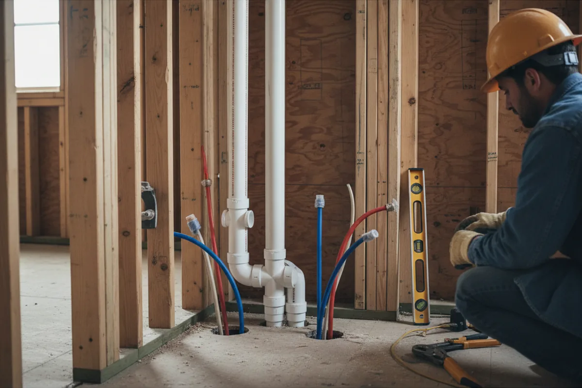 Drain and supply rough-in during Toilet Repair and Installation in Dennis